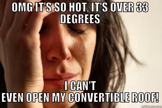 OMG IT'S SO HOT, IT'S OVER 33 DEGREES I CAN'T EVEN OPEN MY CONVERTIBLE ROOF! First World Problems