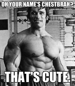 Oh your name's Chestbrah? that's cute.  Arnold