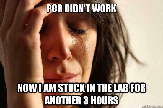 PCR Didn't work Now I am stuck in the lab for another 3 hours - PCR Didn't work Now I am stuck in the lab for another 3 hours  First World Problems