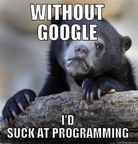 I think of it every day - WITHOUT GOOGLE I'D SUCK AT PROGRAMMING Confession Bear