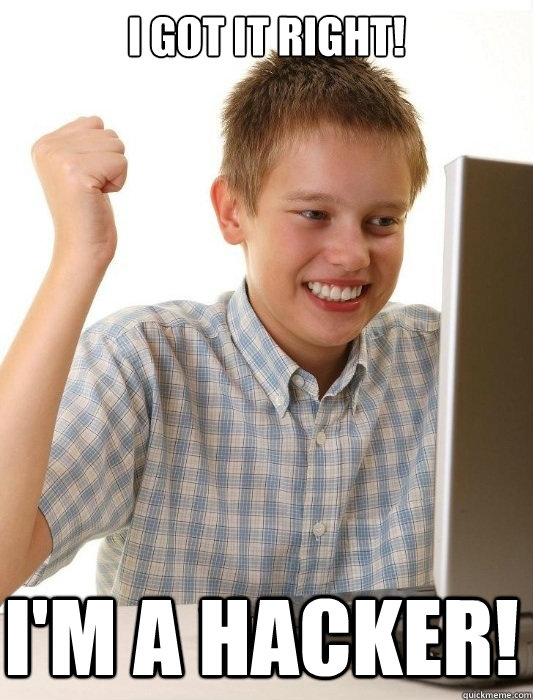 I got it right! I'm a hacker!  First Day on the Internet Kid