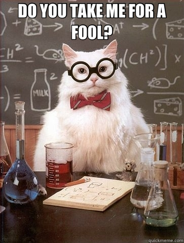 DO YOU TAKE ME FOR A FOOL?  - DO YOU TAKE ME FOR A FOOL?   Chemistry Cat