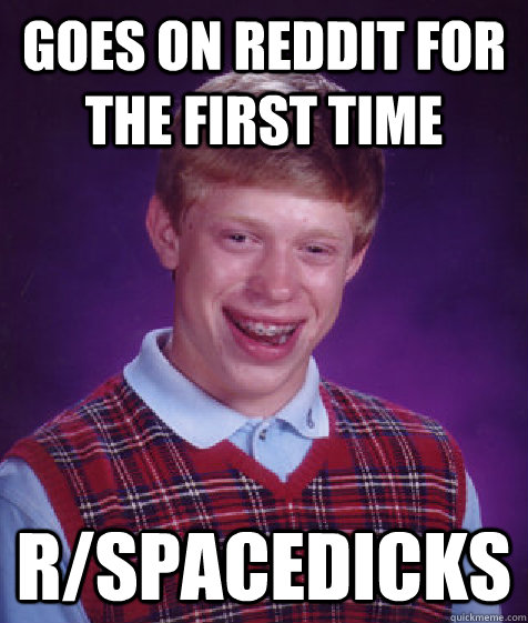 Goes on Reddit for the first time r/Spacedicks  Bad Luck Brian
