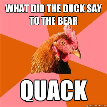 What did the duck say to the bear Quack  Anti-Joke Chicken