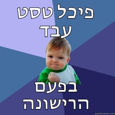 פיכל טסט עבד בפעם הרישונה Success Kid