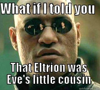 WHAT IF I TOLD YOU   THAT ELTRION WAS EVE'S LITTLE COUSIN Matrix Morpheus