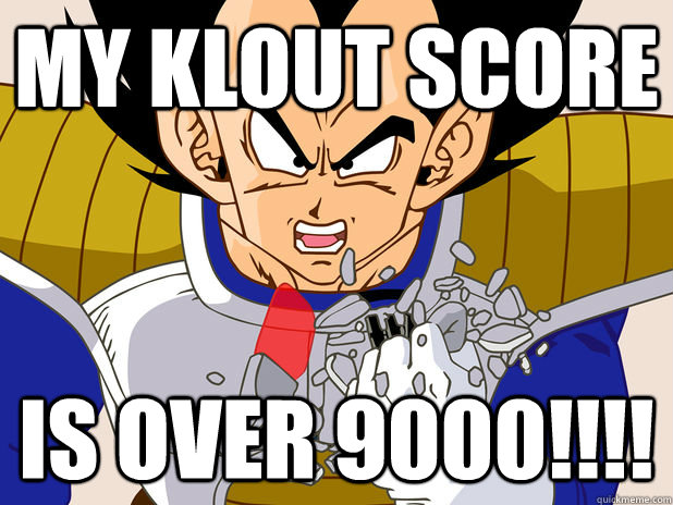 My Klout Score is over 9000!!!!  