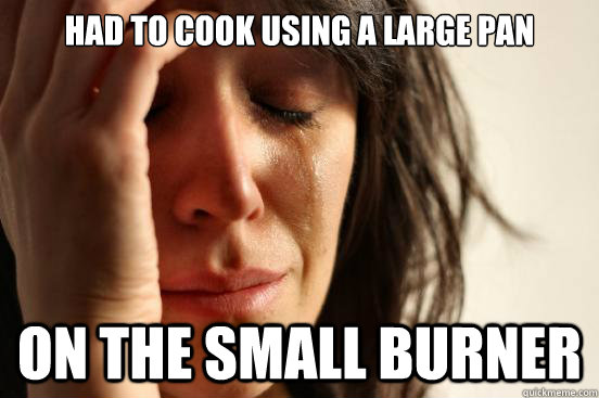 had to cook using a large pan on the small burner  First World Problems