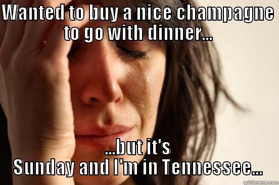 WANTED TO BUY A NICE CHAMPAGNE TO GO WITH DINNER... ...BUT IT'S SUNDAY AND I'M IN TENNESSEE... First World Problems