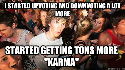 I started upvoting and downvoting a lot more  Started getting tons more 