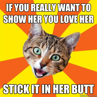 If you really want to show her you love her Stick it in her butt  Bad Advice Cat