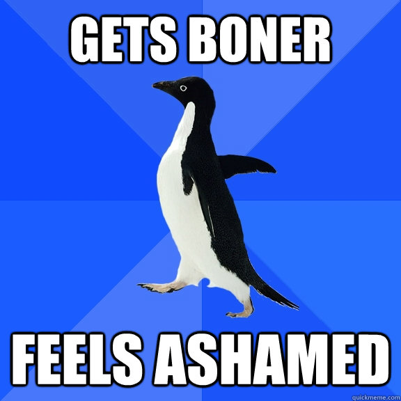 gets boner feels ashamed  Socially Awkward Penguin
