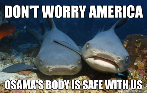 Don't Worry America Osama's body is safe with us  Compassionate Shark Friend