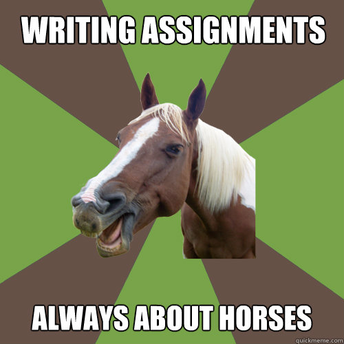 writing assignments always about horses  
