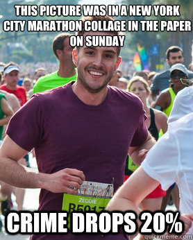 this picture was in a new york city marathon collage in the paper on sunday crime drops 20%  Ridiculously photogenic guy