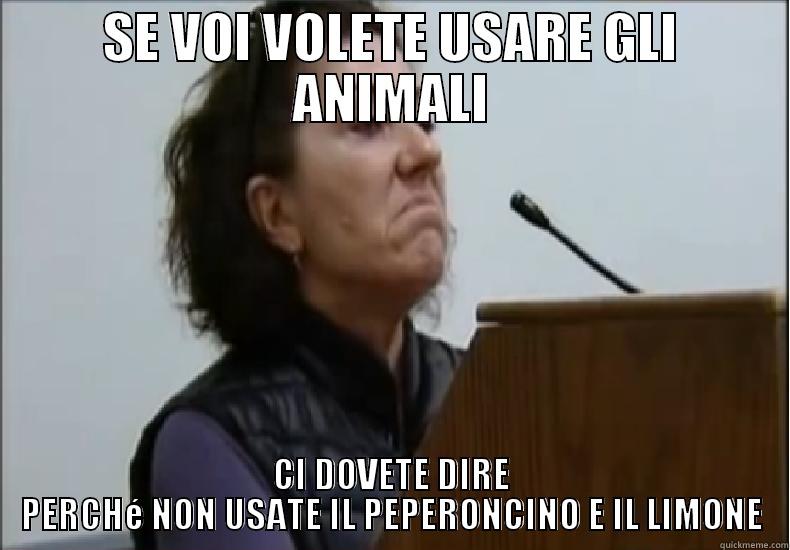 SE VOI VOLETE USARE GLI ANIMALI CI DOVETE DIRE PERCHÉ NON USATE IL PEPERONCINO E IL LIMONE Misc