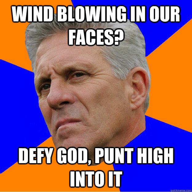 Wind blowing in our faces? Defy God, punt high into it  Uninformed Zook