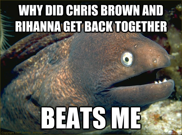 WHY DID CHRIS BROWN AND RIHANNA GET BACK TOGETHER BEATS ME  Bad Joke Eel