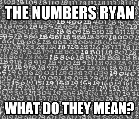 The numbers Ryan what do they mean?  