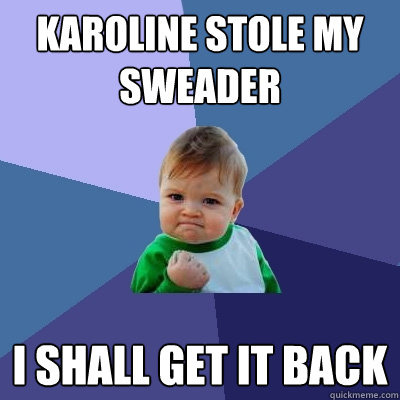 Karoline stole my sweader i shall get it back  Success Kid
