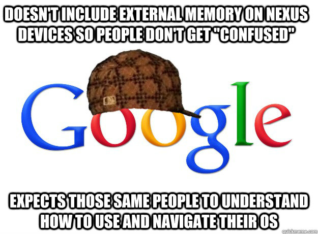 Doesn't include external memory on Nexus devices so people don't get 
