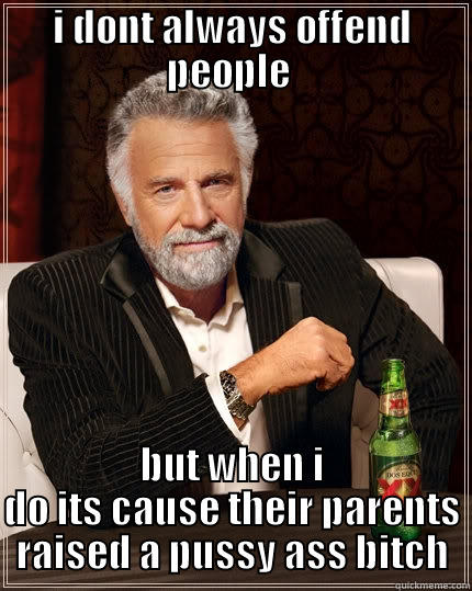 I DONT ALWAYS OFFEND PEOPLE  BUT WHEN I DO ITS CAUSE THEIR PARENTS RAISED A PUSSY ASS BITCH The Most Interesting Man In The World