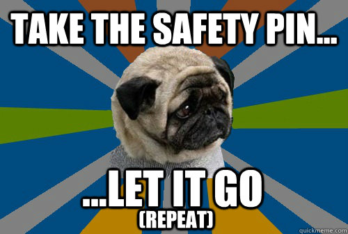 take the safety pin... ...let it go  (repeat)  Clinically Depressed Pug