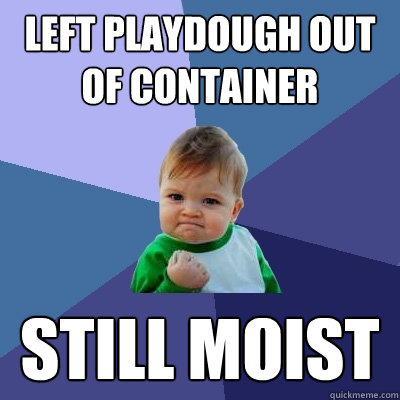 Left playdough out of container Still moist  Success Kid
