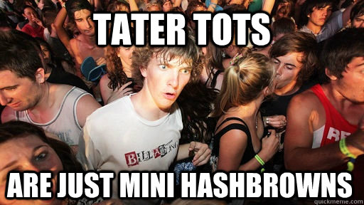 Tater tots are just mini hashbrowns  Sudden Clarity Clarence