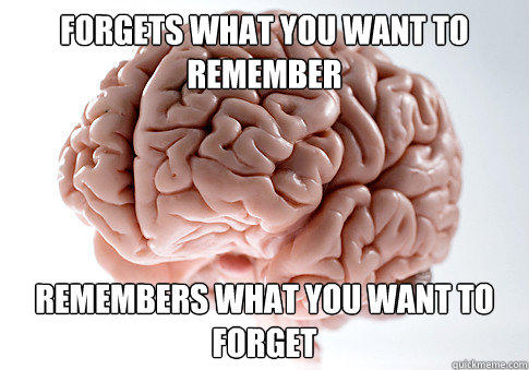 forgets what you want to remember remembers what you want to forget  Scumbag Brain