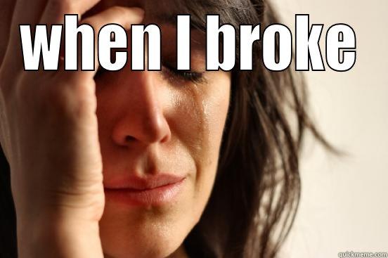WHEN I BROKE  First World Problems
