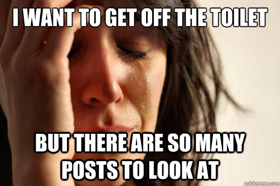 i want to get off the toilet but there are so many posts to look at   First World Problems