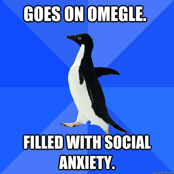 Goes on omegle. Filled with social anxiety.  Socially Awkward Penguin