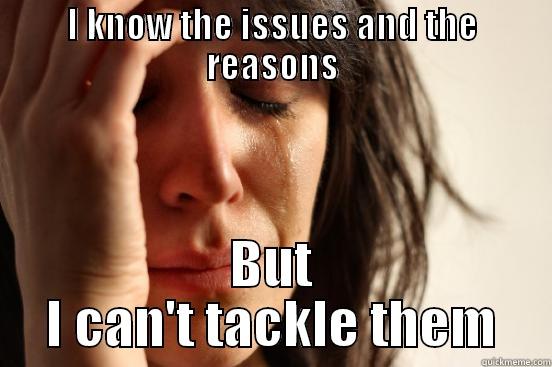 I KNOW THE ISSUES AND THE REASONS BUT I CAN'T TACKLE THEM First World Problems