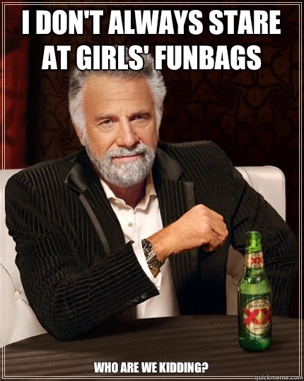 I don't always stare at girls' funbags Who are we kidding?  The Most Interesting Man In The World