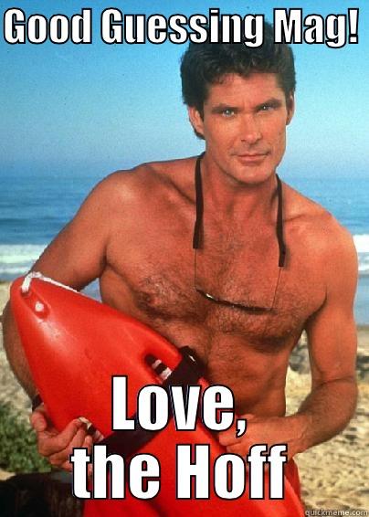 GOOD GUESSING MAG!  LOVE, THE HOFF Misc