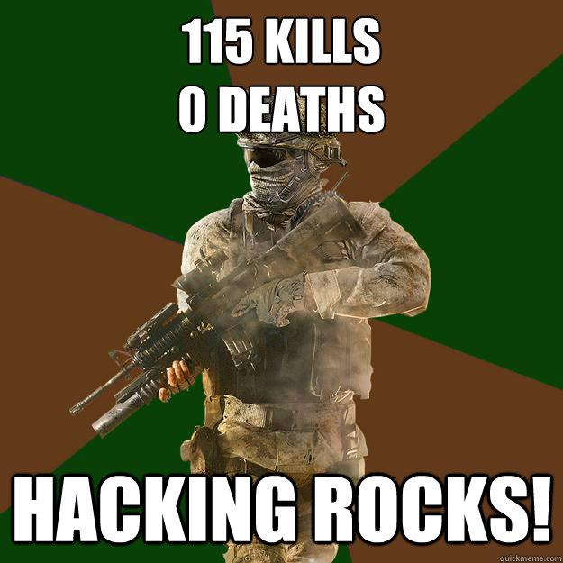 115 kills
0 Deaths Hacking rocks!  Call of Duty Addict