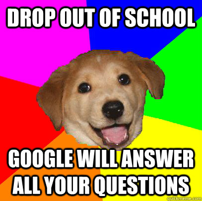 drop out of school Google will answer all your questions  Advice Dog