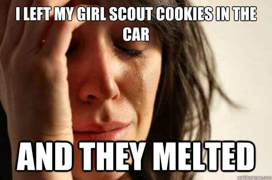 I left my girl scout cookies in the car and they melted  First World Problems