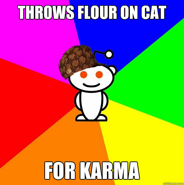 Throws flour on cat  for karma  Scumbag Redditor