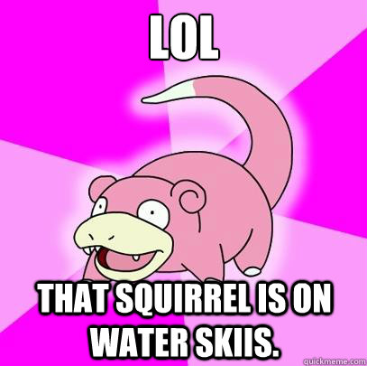 Lol that squirrel is on water skiis.  Slowpoke