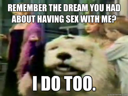 Remember the dream you had about having sex with me? I do too.  