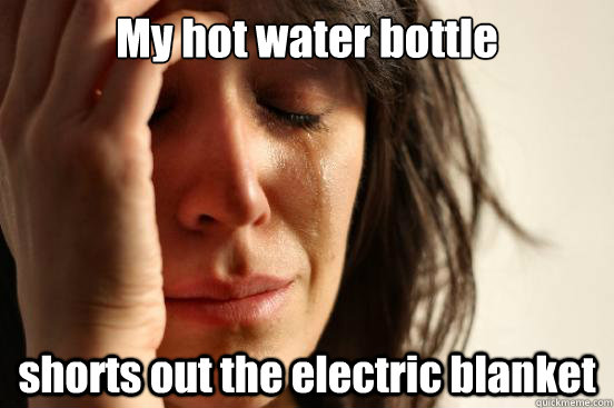My hot water bottle  shorts out the electric blanket  First World Problems
