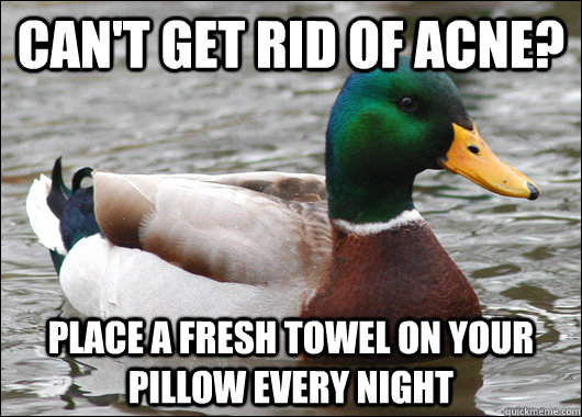 Can't get rid of acne? Place a fresh towel on your pillow every night  Actual Advice Mallard