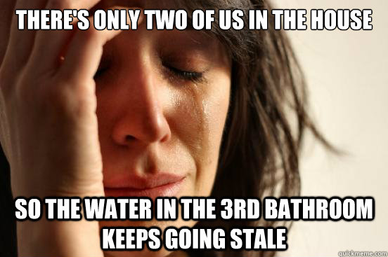 There's only two of us in the house So the water in the 3rd bathroom keeps going stale  First World Problems