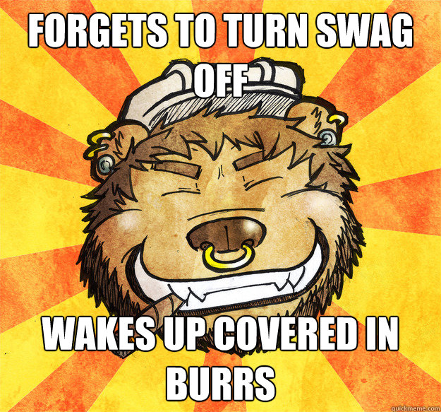 forgets to turn swag off wakes up covered in burrs - forgets to turn swag off wakes up covered in burrs  good guy burr