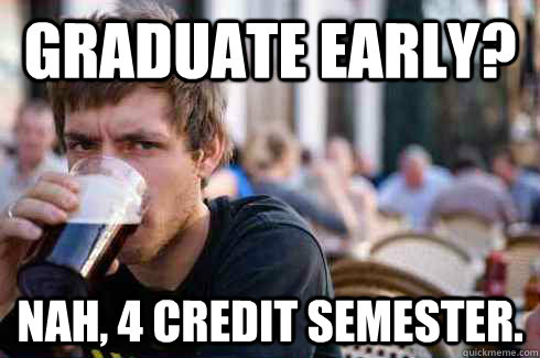 Graduate Early? Nah, 4 credit semester.  Lazy College Senior
