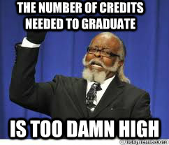 the number of credits needed to graduate  is too damn high  to damn high