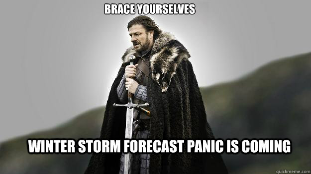 Brace yourselves Winter Storm forecast panic is coming  Ned stark winter is coming
