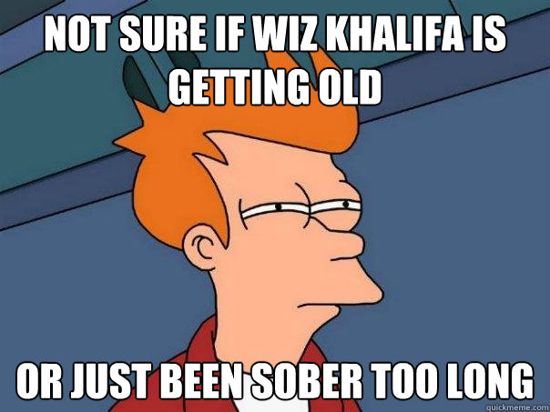 not sure if wiz khalifa is getting old Or just been sober too long  Futurama Fry